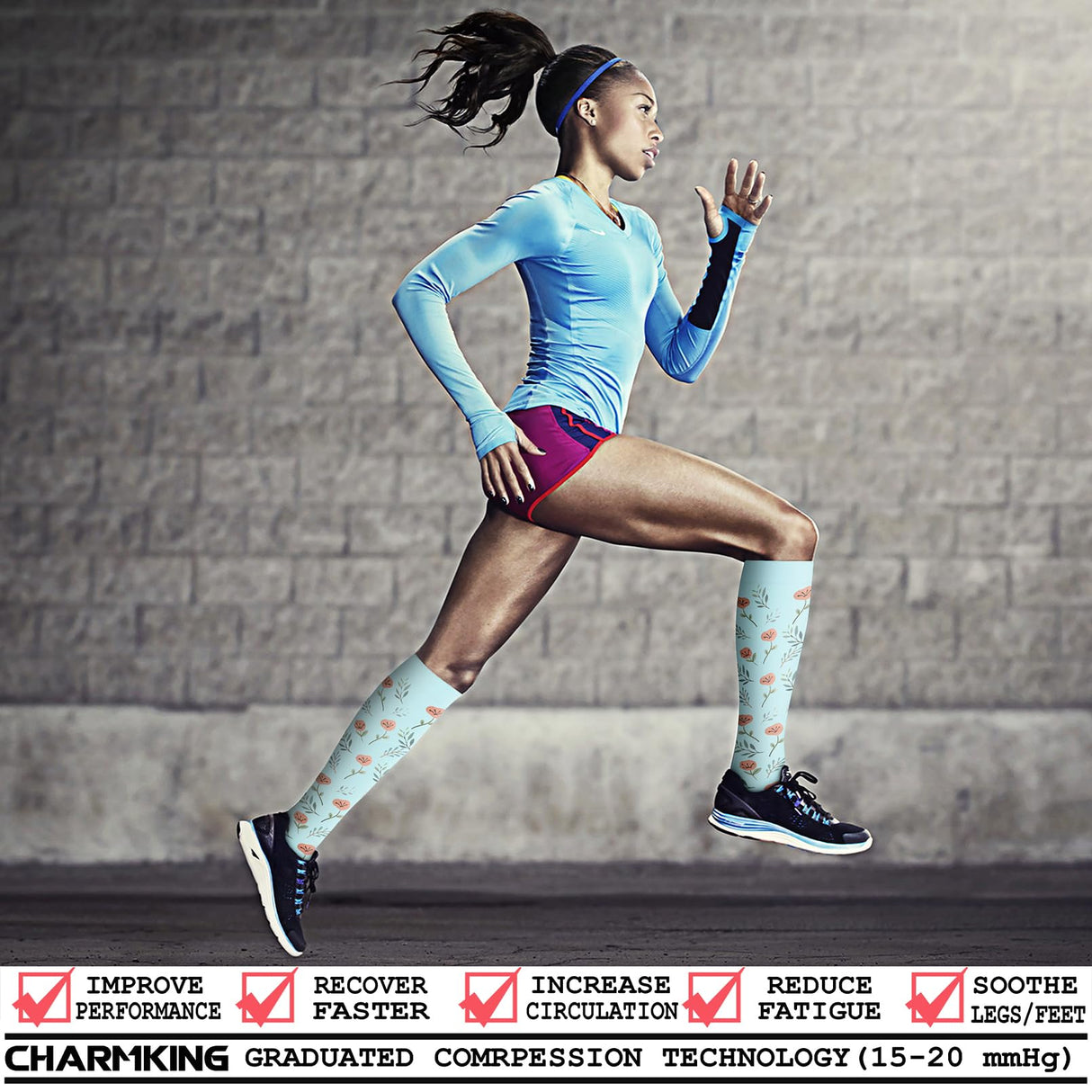 CHARMKING Compression Socks for Women & Men (8 Pairs) 15-20 mmHg Graduated Copper Support Socks are Best for Pregnant, Nurses - Boost Performance, Circulation, Knee High & Wide Calf (S/M, Multi 58)