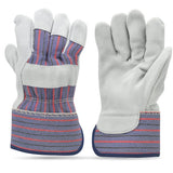 G & F Products Cowhide Leather Work Gloves with Suede Finish Palm rubberized safety cuff, 5 Pairs