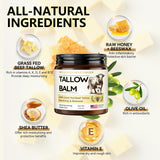 Veakoo Beef Tallow for Skin, Organic Whipped Tallow and Honey Balm, Grass Fed Beef Tallow Face Moisturizer, Natural Tallow Skin Care Cream Body Butter, Nourish and Soothe Dry Skin