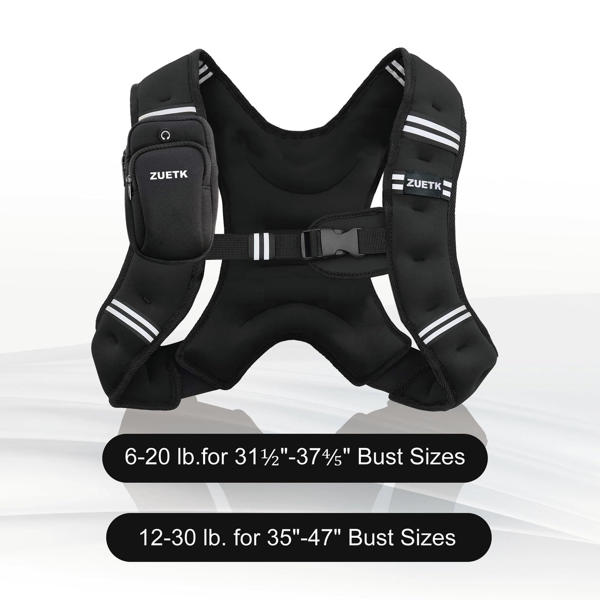 ZUETK Weighted Vest, 6lb/8lb/12lb/16lb/20lb/25lb/30lb Weight Vest with Reflective Stripe, Weighted Vest for Men Women Workout Equipment for Strength Training, Running, Jogging, Fitness, Weight Loss