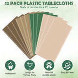 12 Pack Sage Green and Brown Plastic Tablecloth for Rectangle Tables, Safari Baby Shower Disposable Table Cover, Mallard Duck Camo Table Cloth for Jungle Forest Christmas Picnic Woodland Party Decor