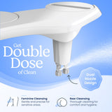 CLEAR REAR Bidet Attachment for Toilet Seat - Non-Electric with Self Cleaning Dual Nozzles, Leak Proof Connectors, Adjustable Water Spray, Rear & Feminine Wash - Hygienic Bathroom Upgrades (Black)
