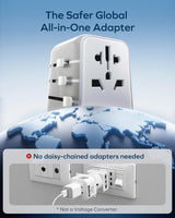 MOMAX Universal Travel Adapter 70W GaN, 3 USB-C PD & 2 USB-A QC, International Power Adapter Outlet, 6-in-1 Wall Charger for Laptop, Phone, European Travel Plug Adapter for UK/US/AUS/JP
