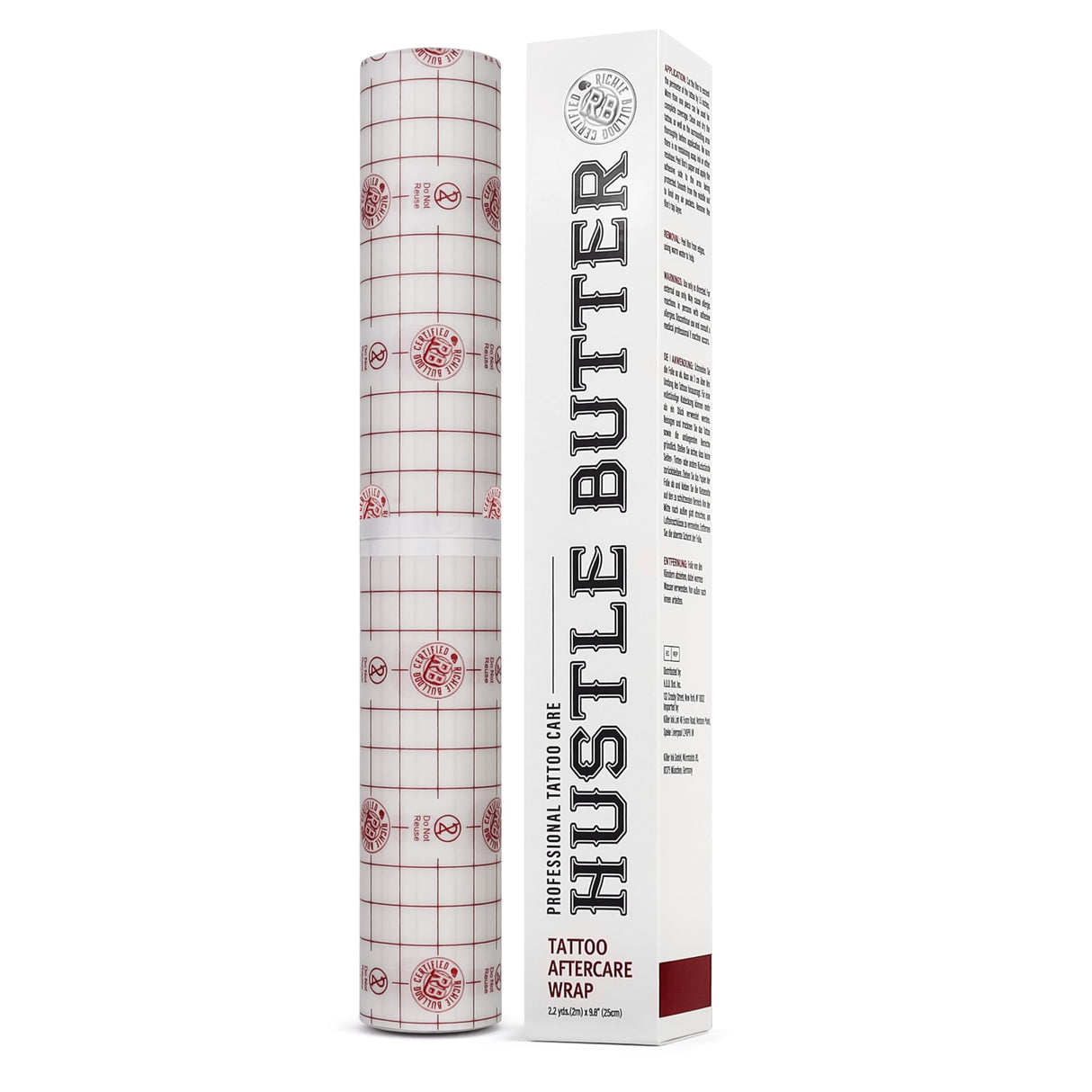 Hustle Butter Second Skin Tattoo Wrap - 9.8 Inches x 2.2 Yards - Transparent Adhesive Roll - Easy Removal, Mess-Free Body Art Wrap - Breathable & Latex-Free - for Medium Tattoo Aftercare