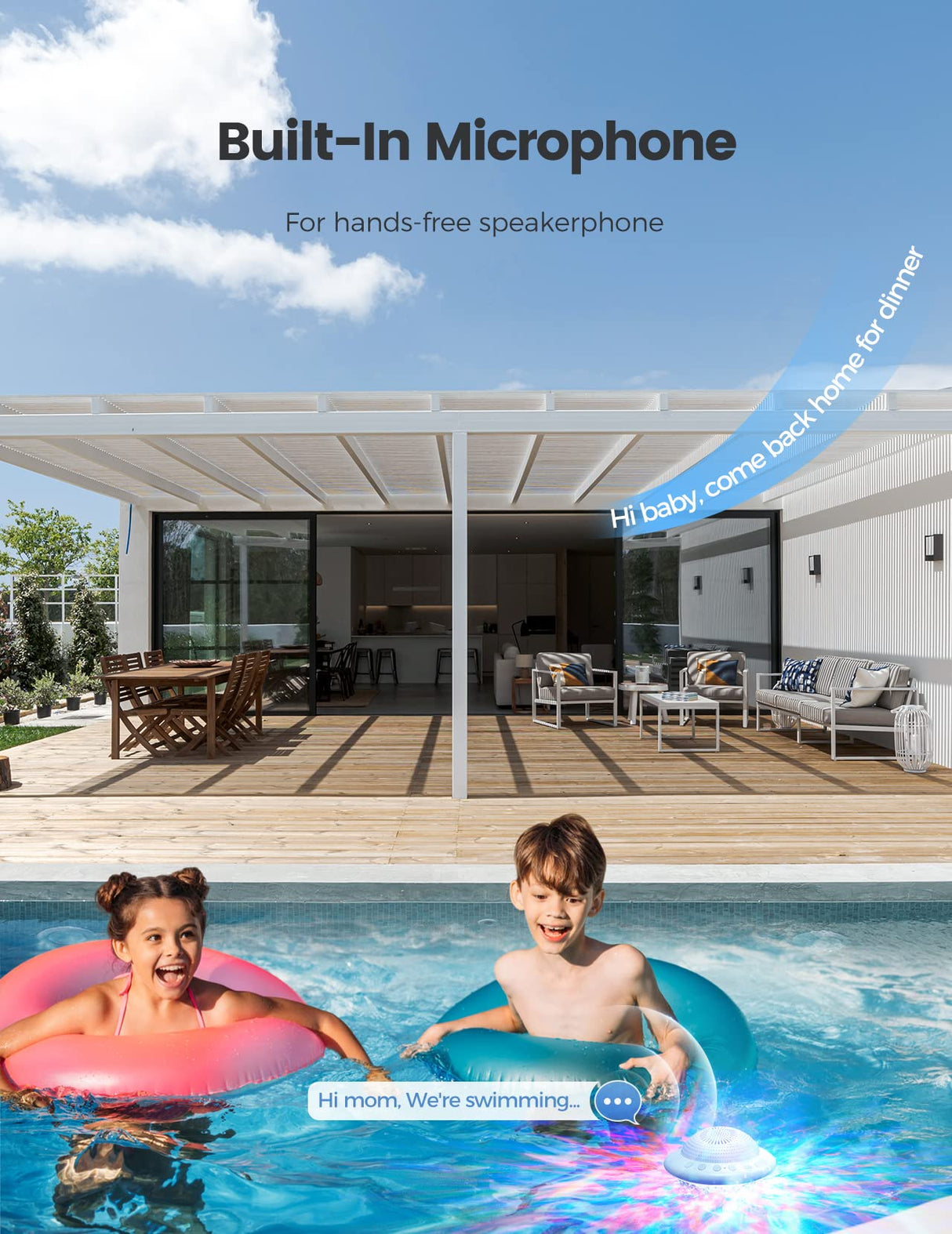 Stocking Stuffers for Teen Girls Boys: Christmas White Elephant Gifts for Adults Women Girl Trendy Stuff, Floating Pool Speakers with Colorful Lights, IPX7 Waterproof Hot Tub Bluetooth Speaker - White