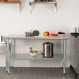 HARDURA Stainless Steel Table 30X72 Inches with Undershelf and Galvanized Legs NSF Heavy Duty Commercial Metel Table for Food Prep