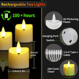 YiaMia Rechargeable Tea Lights with Remote, Flameless LED Candle with 24H Cycle Timer, Battery Operated Tea Lights for Votive, Weddings, Parties, Halloween, Christmas, Home Decoration (12)