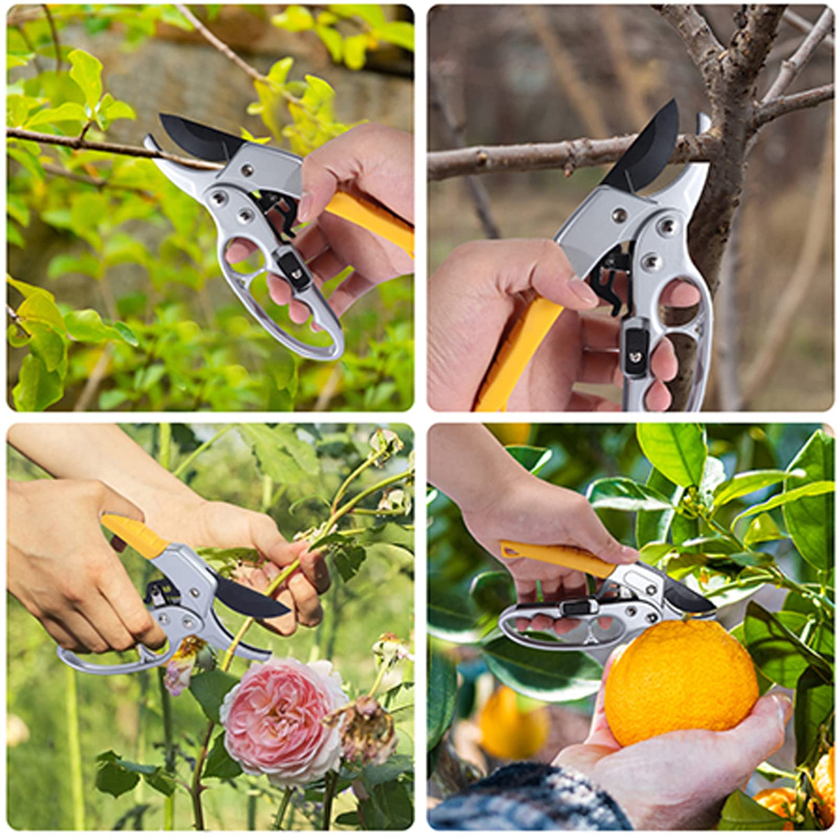 MEPEREZ Premium Germany Pruning Shears, Hand Pruners 4x Cutting Power Trimming, Garden Clippers 1-Inch Cut Capacity, Best Gardening Gifts, Easy to use Gardening Tools, Arthritis Weak Hand Snips