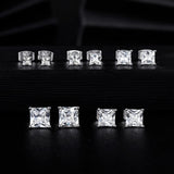 MDFUN 316L Stainless Steel Square Stud Earrings Set for Women Men 3-7MM