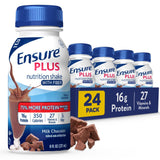 Ensure Plus Milk Chocolate Nutrition Shake With Fiber | Meal Replacement Shake | Ready to Drink | 16g Protein and 27 Vitamins and Minerals | 8 fl oz - 24 Pack