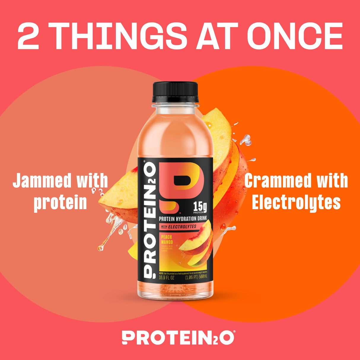 Protein2o 15g Whey Protein Infused Water, Peach Mango, 16.9 Oz Bottle (Pack of 12)