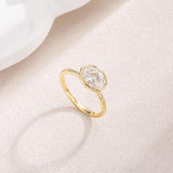 EAMTI 3CT Engagement Rings for Women Oval Cut CZ Solitaire Promise Wedding Bands Travel Bezel East West Ring 14K Gold Plated Size 7