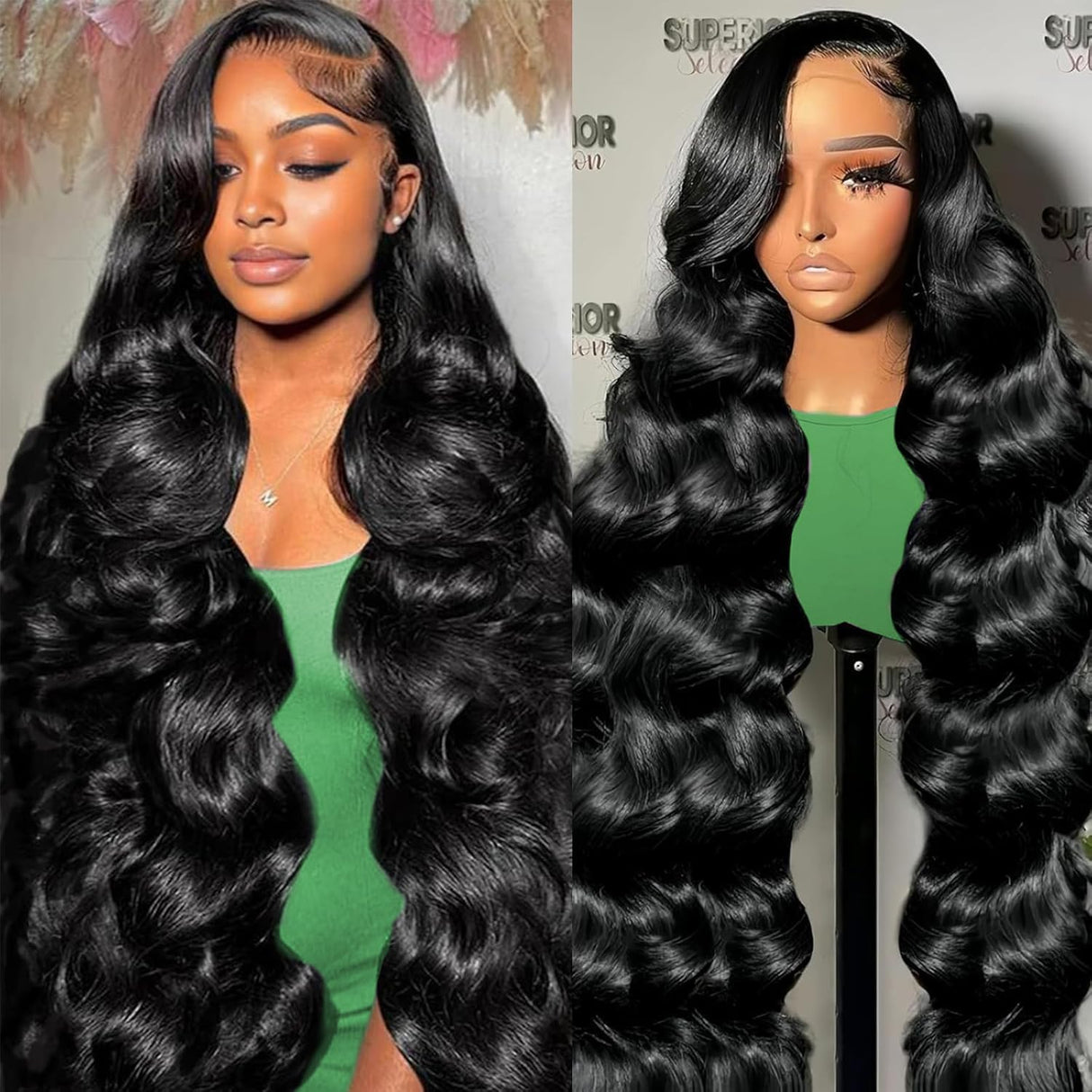 30 Inch Body Wave Lace Front Wigs Human Hair 13x6 HD Transparent Lace Front Wigs Human Hair Pre Plucked 180% Density Brazilian Virgin Hair Glueless Frontal Wigs Human Hair for Women Natural Black