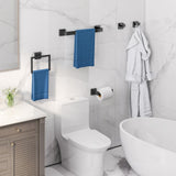 Gypie 5-Piece Bathroom Hardware Accessories Set, Towel Racks for Bathroom Wall Mounted Stainless Steel, Matte Black Towel Bar Set 16In