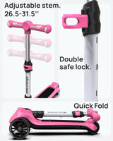 Elecorange Kid Scooter Electric Ages 4-9, Light Up 3 Wheels, Ride On Toys for Kid 4-8, 3 Wheel Electric Scooters for Kids, KickScooter for Children 5-7, Christmas Birthday Gift for Kids, Black, White