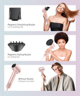 Hair Dryer - 150000 RPM High-Speed Brushless Motor Negative Ionic Blow Dryer for Fast Drying, Low Noise Thermo-Control Hair Dryer with Diffuser and Nozzle, Pink