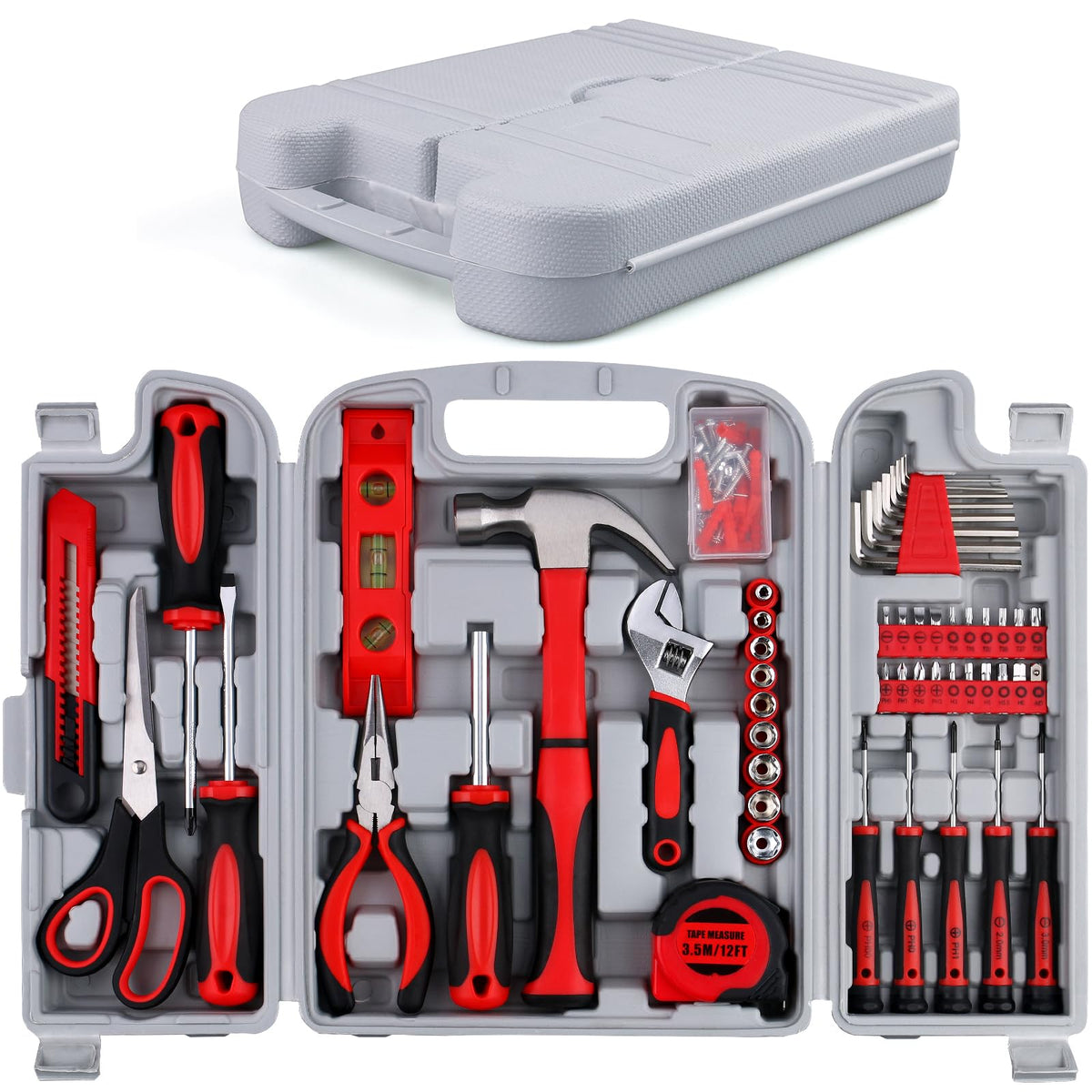 WINNER 156-Piece Delicate All-Purpose Home Tool Kit in Foldable Toolbox, Unisex | Complete and Essential Hand Tools Set for General House Repairs, Garage, Apartment, Office, Dorm, Perfect Holiday Gift