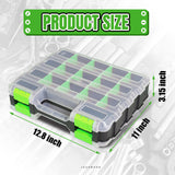 Jack Boss Tool Box with Transparent Lid, Double Side 34-Compartments Organizer Box with Removable Dividers for Hardware, Screws, Bolts, Nails, Beads, Jewelry and Fishing Accessories, Green, 1 Pack