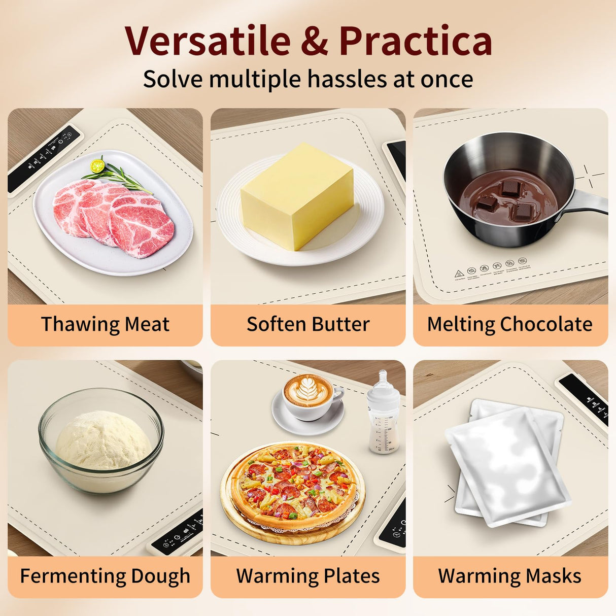 Warming Mat for Food - Electric Silicone Food Warming Tray for Buffet, Rollable Food Warmer Mat for Countertop, Fast Heating Mat with Timer and 4 Heat Levels, Portable Heating Pad for Parties Family