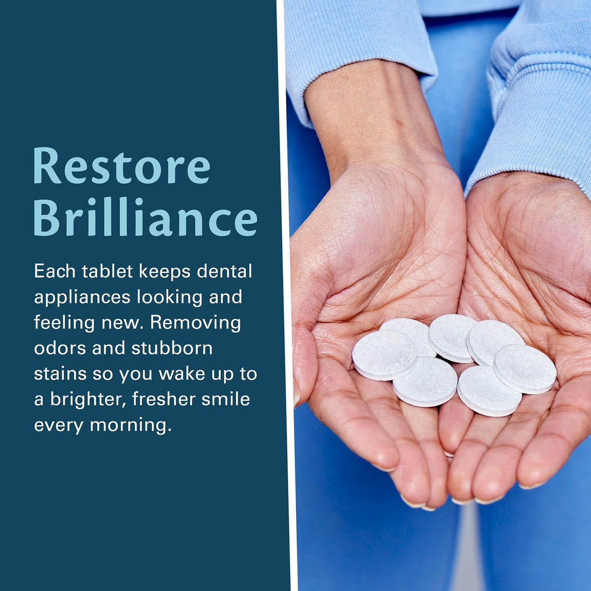 Overnight + Whitening Retainer Cleaner | FSA HSA Approved | Remove Stains, Discoloration, and Plaque | 4 Month Supply | Denture Cleanser with Whitening Boost by M3 Naturals