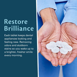 Overnight + Whitening Retainer Cleaner | FSA HSA Approved | Remove Stains, Discoloration, and Plaque | 4 Month Supply | Denture Cleanser with Whitening Boost by M3 Naturals