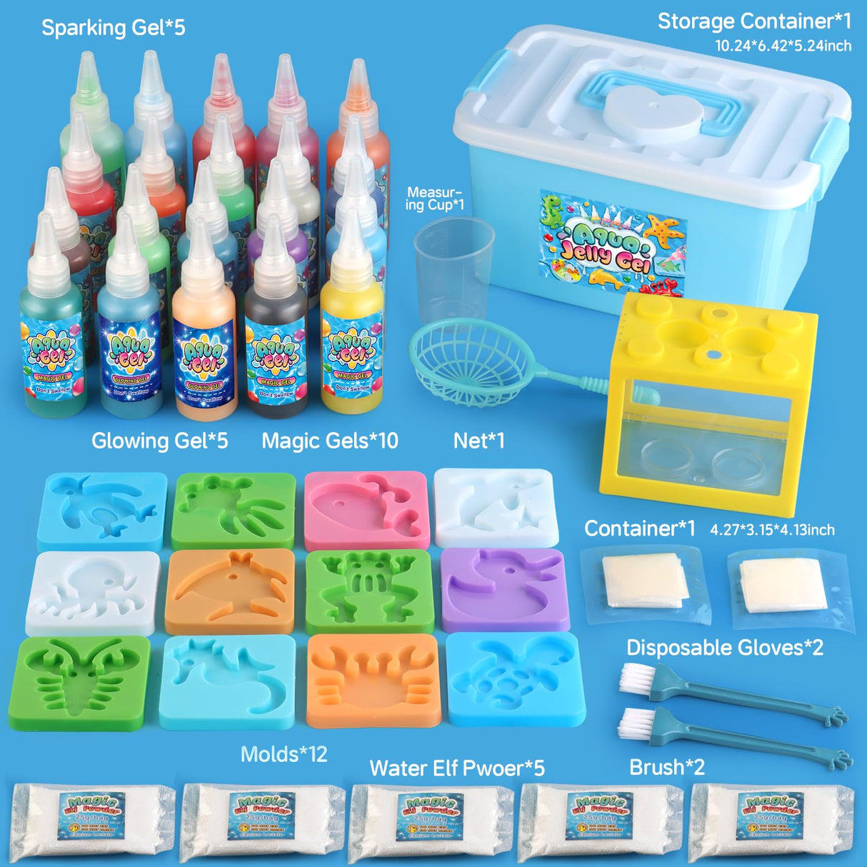 Magic Water Elf Toy Kit, Aqua Fairy Water Gel Kit with 20PCS Magic Gels and Animal Molds, Gift for Christmas, Easter, Birthday,Creative Art Craft Kits for Girls Boys 6 7 8 9 10 Year Old