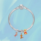 Doyafer 925 Sterling Silver Charms Iron Cool Man Golden Bear Cute Mouse Beads For Women Bracelets Necklace Gifts for Family and Friends 3 Piece/Package Tiger, bear, little pig (Charm Set- B)
