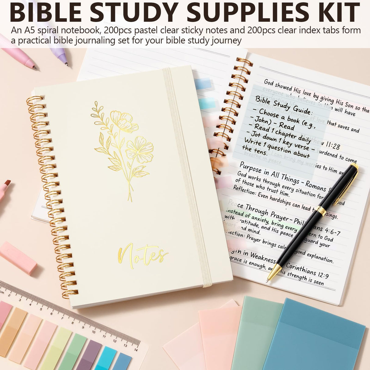 Bible Cover Case for Women, Large Bible Bag Bible Study Supplies Accessories Journaling Kit with Highlighters Tabs, Quilted Book Carrying Cases with Shoulder Strap, Christmas Christian Gifts for Women