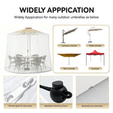 CEAWTUMY 9-11 FT Outdoor Mosquito Netting for Patio, Windproof Universal Umbrella Mosquito Net for Patio Garden Backyards, Polyester Mesh Outdoor Umbrella Screen with Zipper (White)