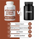 Immortal Herbs Africanum Pygeum 500mg, 25:1 Extract, 150 Pills, Extra Strength Pygeum Supplement for Men and Women, Non-GMO and Gluten-Free Bark Extract Capsules, 5 Months Supply