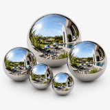 Gazing Ball Garden Mirror Outdoor, Outside Decorative Globe Silver 5Pcs Mix