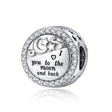 Linorui 925 Sterling Silver Charms Fit Pandora Charms Bracelet I Love You to The Moon and Back Fit Wife Mom Christmas Birthday Gift