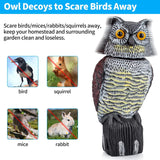 YAOSAN Hawk Decoy to Scare Birds Away - Owl & Hawk Garden Decoy Combo, 2X Protection Wind-Activated Bird Deterrent for Farms & Yards, 50% Larger Size (15")