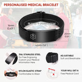 Personalized Medical Alert Bracelet for Men - Customized Elastic Strap Stainless Steel Bracelets Engraved Medic Info, Emergency Awareness Medic ID Bracelet for Allergy Diabetic Asthma Epilepsy