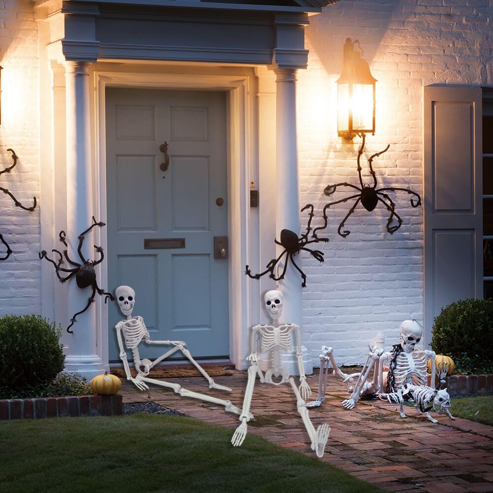 2 Pack 36in Posable Plastic Skeleton Halloween Decor - 3 ft Halloween Decor