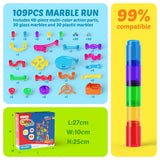Marble Run, 109 Pcs Marble Maze Race Building Blocks Toy Game & STEM Learning Toys Christmas Birthday Gift for Kids Aged 3-12