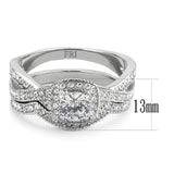 FlameReflection Stainless Steel Rings for Women Infinity Wedding Set Round CZ Cubic Zirconia Halo Engagement Bridal Jewelry Set Size 9