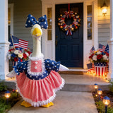 AOXFOXMAS Porch Goose Outfits for 23 Inch Lawn Statue, Patriotic USA Costume for 4th of July Independence Day, Garden Patio Decor for Cement/Plastic Goose Sculpture