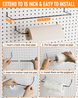INCLY 30PCS Peg Board Organizer Accessories Kit, Pegboard Hooks Assortment with Bins, Cups, Wire Baskets and Paper Towel Holder for 1/8“ and 1/4” Pegboard Garage Workbench Craft Room Organizing Tools