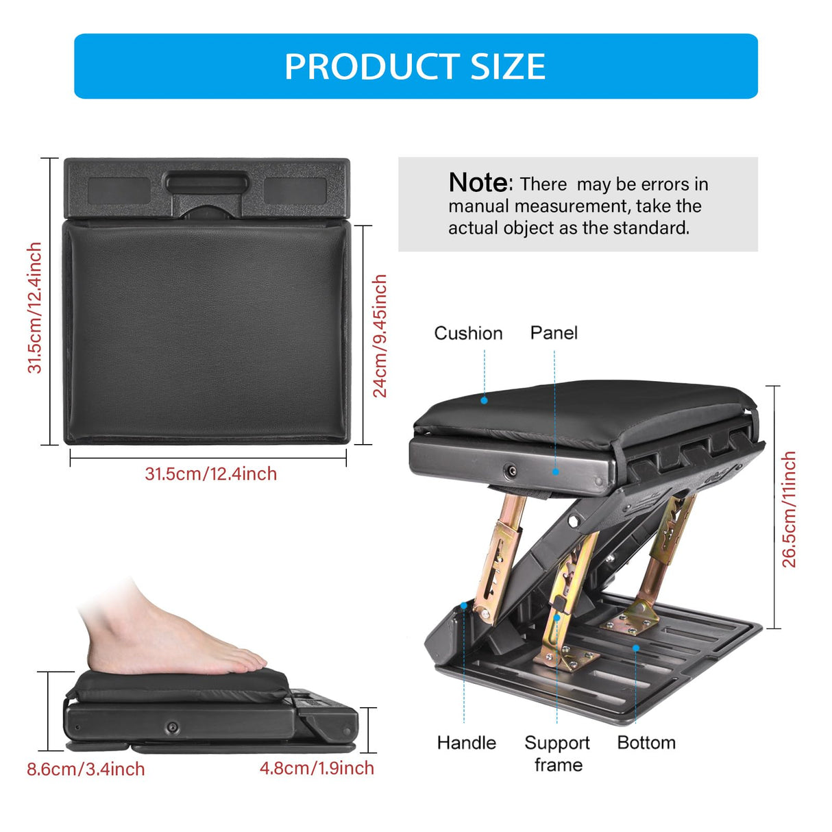 Leermart Foot Rest for Under Desk at Work 4-Level Height Adjustable, Ergonomic Foldable Footrest for Office, Gaming,Computer, Soft & Removable Pad Desk Foot Stool Suitable for All Seasons