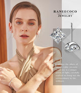 ”STUNNING FLAME“ 18K Gold Plated Sterling Silver Princess Cut Cubic Zirconia Stud Earrings for men women(w-7)