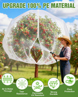 2 Packs 10x10FT Fruit Tree Netting with Zipper, 60-Mesh PE Pest Barrier