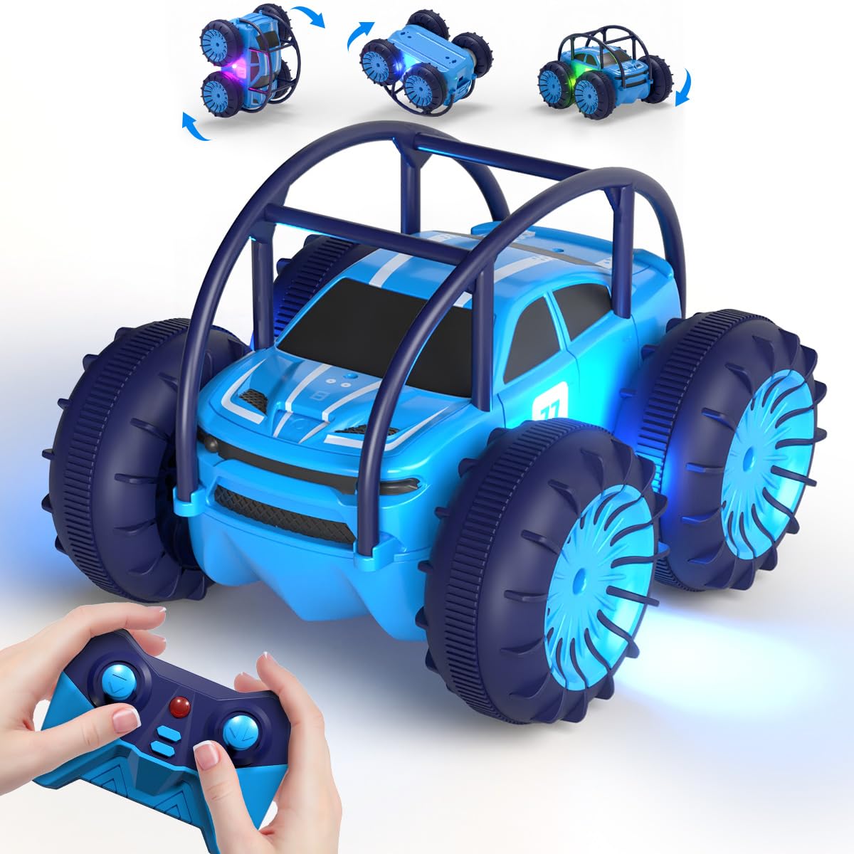 MaxTronic Amphibious Remote Control Car,Rechargeable RC Cars Toy 360° Flips Rotation Stunt Crawler 15KM/H 4WD All Terrain Outdoor Indoor Toy for Kids Boys Girls 3-12