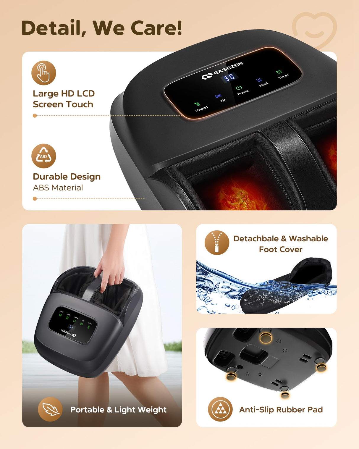 EaseZen Shiatsu Foot Massager Machine with Heat, FSA/HSA Eligible, Deep Kneading, 2025 Upgrade Electric Foot Massager for Plantar Fasciitis, Neuropathy, Relax Gifts for Mom Women, Fits up to Size 14