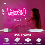 Wonderland Neon Signs Alice In Wonderland Neon Light for Wall Art Decor, Dimmable Pink LED Neon Lights for Bedroom Theme Hotel Bar Decorations Halloween Christmas Kids Gifts 7 * 16 IN