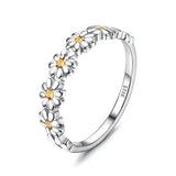 MILACOLATO 925 Sterling Silver Rings for Women Dainty CZ Daisy Flower Ring