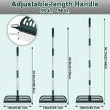Artificial Turf Rake, Double-Sided Turf Brush Rake with 35-56 Inch Adjustable Steel Handle, Turf Rake for Artificial Grass, Pet Hair, Leaves & Debris – If Any Assembly Issues, Contact Us