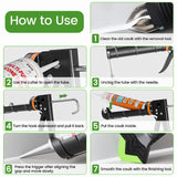 Professional Caulk Gun Kit with Caulk Remover & Silicone Sealant - 5 in 1 Caulking Tool Set for Caulking Removal, Includes Caulking Gun Tool, Silicone Scraper