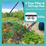 Ihomepark Garden Hoe, Stirrup Hoe with Adjustable Handle for Weeding Digger loosening Soil Metal Garden Cultivator Hoe with Rake Tiller Cultivator (30-62 Inch)