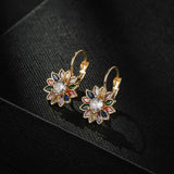 EVEVIC Austrian Crystal Flower Leverback Earrings for Women